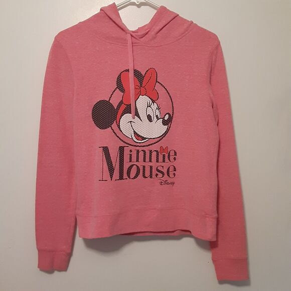 Disney Minnie Mouse Womens S 3/5 Pink Hoodie Sweatshirt Lightweight - Picture 1 of 8